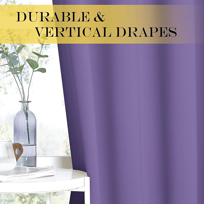 NICETOWN Blackout Curtains 84 Inch Length, Thermal Insulated Room Darkening Drapes Grommet Window Covering for Living Room Bedroom (W52 x L84 Inch, 1 Panel, Lilac Purple)