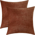 Jeneoo Terracotta Decorative Throw Pillow Covers Soft Chenille Comfy Square Couch Cushion Cases for Living Room Sofa Decor (Set of 2, 18 x 18 Inches)