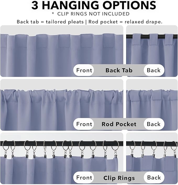 Deconovo Blackout Curtains, Thermal Insulated, W52 x L108 2 Panels, Back Tab, Machine Washable, Room-Darkening Drapes for Bedroom/Living Room Light Purple