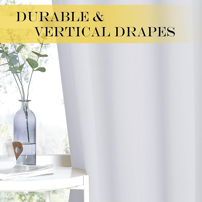 NICETOWN Vertical Blinds for Sling Door - Silver Grommet Top Blackout Window Curtains, Privacy Blinds for Patio, Extra Wide Drapes (Greyish White, W100 x L84)