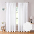 Tollpiz Linen Curtains Bedroom Rod Pocket Semi Sheer Curtain Burlap Light Filtering Thick Linen Drapes for Living Room, 54 x 84 inches Long, White, Set of 2 Panels