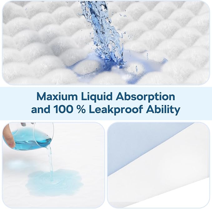2 Pack 36" x 54" Super Large Waterproof Incontinence Bed Pads - Quick Drying Washable and Reusable Underpads for Kid, Adult, Elderly, Dog and Pet, Pee Mattress Protective Pad for Bed Couch Sofa Floor
