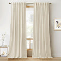 RYB HOME Beige Velvet Curtains 94 inches, Back Tab Soft Fabric Room Darkening Thermal Insulated Luxurious Home Decor Curtains for Living Room Bedroom, W 52" x L 94", 2 Panels Set