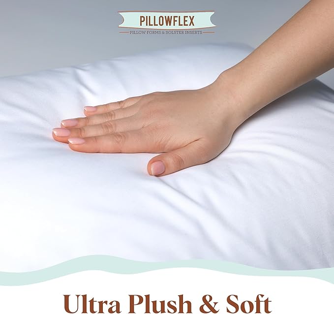 Pillowflex Synthetic Down Pillow Insert - 20x72 Down Alternative, Ultra Soft Body Pillow, Large King Body Bed Sleeping Pillow - 1 Decorative Pillow Form