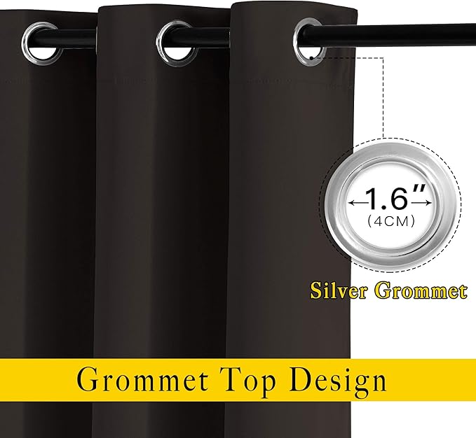 NICETOWN Bedroom Blackout Curtains and Drapes - Energy Smart Thermal Insulated Solid Grommet Blackout Draperies for Living Room (2 Panels, 52 inches x 84 inches, Toffee Brown)