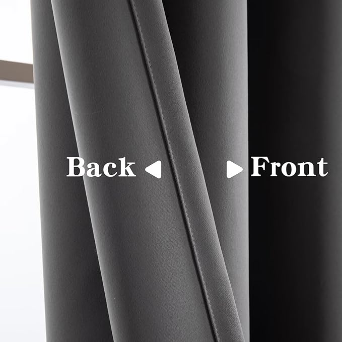 Blackout Curtains 96 Inch Length 2 Panels Set, Black Out Curtains for Bedroom 96 Inch Long, Rod Pocket Energy Saving Room Darkening Drapes for Living Room Window Light Grey(W52 x L96)