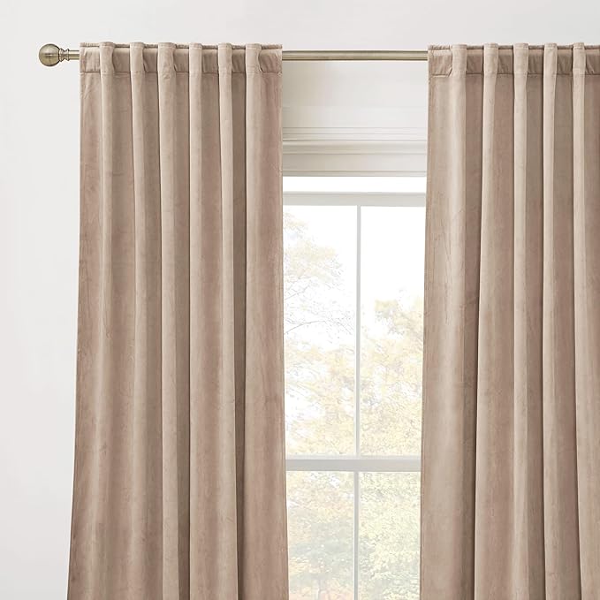 RYB HOME Velvet Closet Curtains 84 inches, Room Darkening Thermal Insulated Privacy Back Tab Drapes for Doorway Enterway, Dormitory, Blush, W 42 x L 84 inches, 2 Panels Set