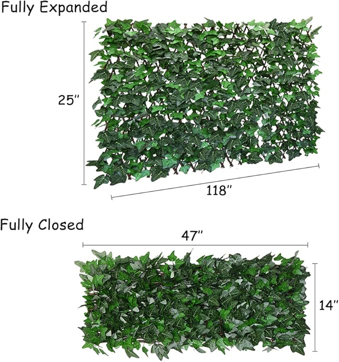 GLANT Expandable Fence Privacy Screen for Balcony Patio Outdoor,Decorative Faux Ivy Fencing Panel,Artificial Hedges (Single Sided Leaves)