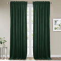 StangH Dark Green Velvet Curtains - Bedroom Privacy Blackout Window Curtains Rod Pocket Thermal Insulated Green Curtain Panels for Sliding Door/Foyers, W52 x L96, 2 Panels