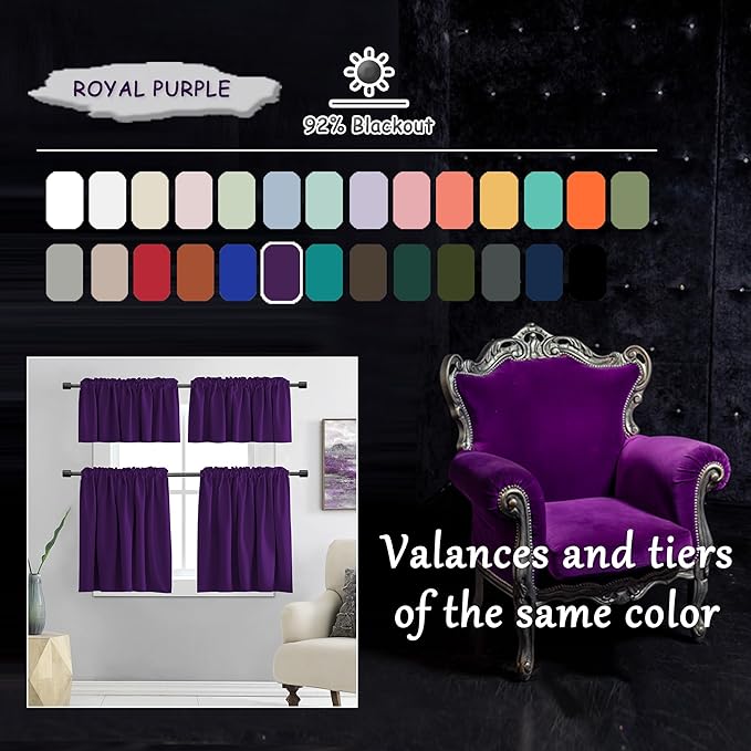 DONREN 96 Inches Long 2 Panels Blackout Curtain Panels for Bedroom - Rod Pocket Thermal Insulated Drapes for Living Room(Royal Purple,42 x 96)