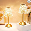 Liliful 2 Pcs Cordless Table Lamp Rechargeable Touch LED Small Gold Portable Battery Operated USB-c Desk Lamp 3 Color Dimmable for Bedroom Living Room Dining (Gold,Diamond Style)