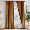 Lazzzy Gold Brown Blackout Velvet Curtains 96 Inches Long Thermal Insulated Room Darkening Curtain Drapes Luxury Back Tab Window Treatments for Bedroom Living Room 2 Panels, 52 x 96 Inch, Golden Brown