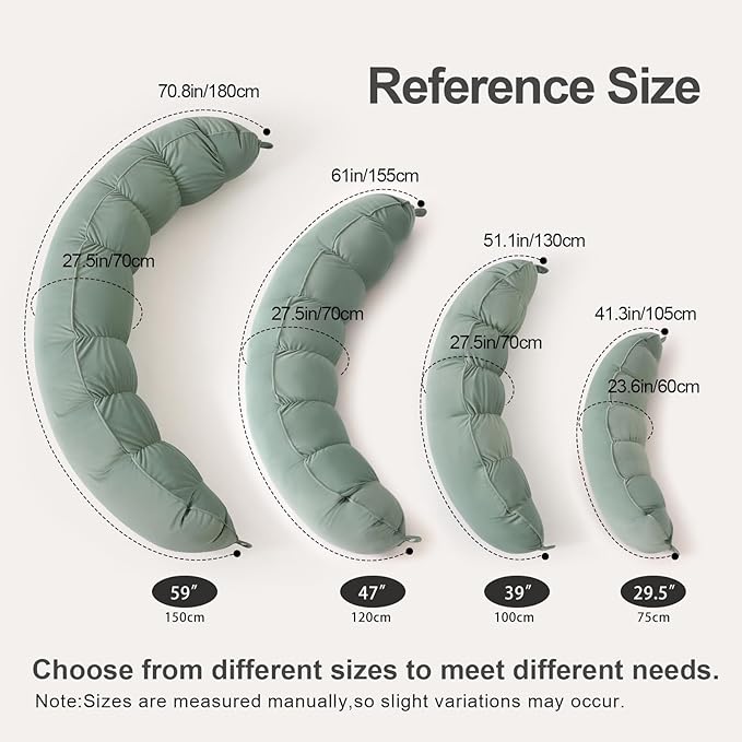 Peallow(Pat. Pend) – Long Round Body Pillow for Adults, Bolster Pillow for Sleeping, Soft and Supportive Pillow for Sleeping & Lumbar Support(Willow Green,39")