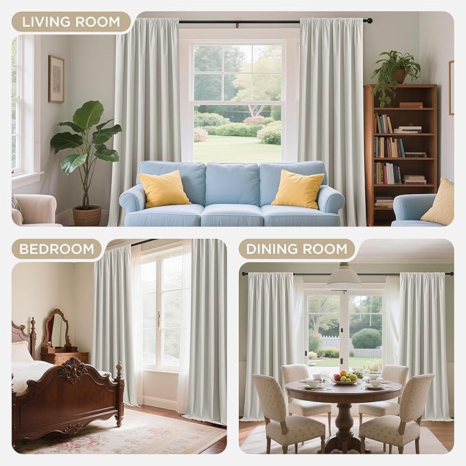 Joydeco Customized Curtains, 100% Blackout Curtains for Bedroom and Living Room, Heavy Duty Luxury Thermal Insulated Ivory White Velvet Curtains Rod Pocket & Back Tab 1 Panel, Custom Size