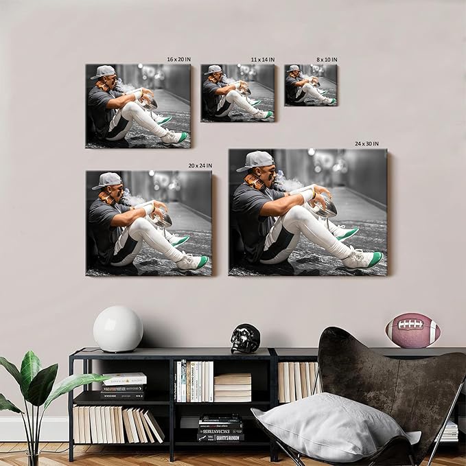 B.B.F MAKE 2025 Super Canvas Bowl Wall Art Champions Eagles Poster Print Philadelphia Hurts Painting Canvas Wall Decor Sports Star Picture Modern Bedroom Living Room Home Decoration, Framed 16x20inch