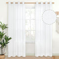 YoungsTex White Linen Curtains 84 Inch Length for Living Room, Thick Semi Sheer Drapes with Bronze Grommet Netural Light Filtering Window Treatments for Bedroom Dining, 52 X 84 Inch, 2 Panels