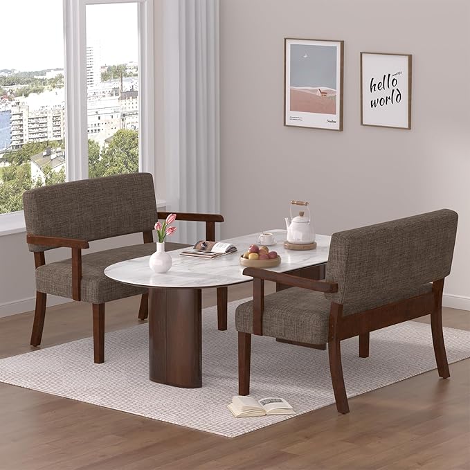 Accent Chair 2 Seat, Arm Chairs with Soft Seat and Armrests for Living Room, Love seat for Dining, Reading, and Waiting Rooms (Brown)