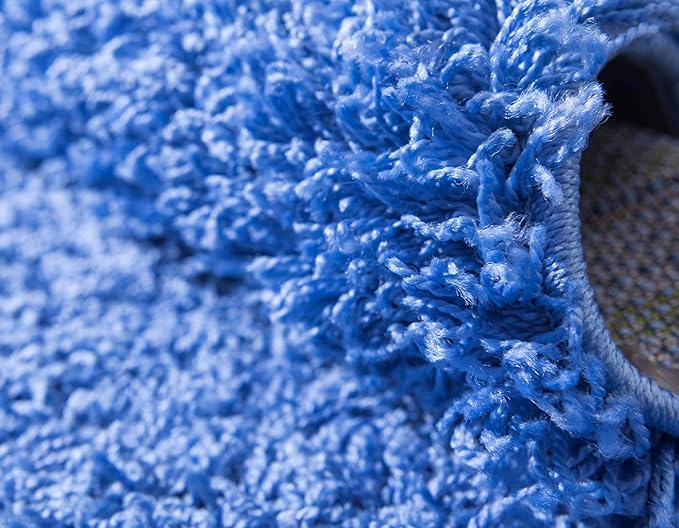 Unique Loom Solid Shag Collection Area Rug (6' 1" Round, Periwinkle Blue)