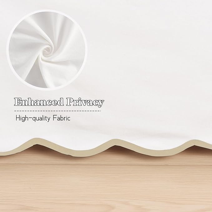 HIG Queen Bed Skirt - Easy Fit Scallop Edge Pleated Bedskirts With Spilt Coner, 18 Inch Drop Anti-Slip Dust Ruffle, Thick Fabric for Enhanced Privacy, Pre-Washed for Long-Lasting Use, Machine Washable