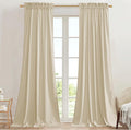 StangH Beige Curtains for Kids Bedroom Super Soft Smooth Velvet Light Dimming Window Drapes Rod Pocket Elegant Decoration for French Door/Hallway, W42 x L84, 2 Panels