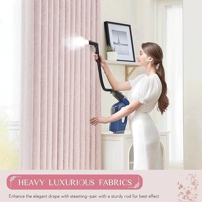 Beauoop Pink Floral Jacquard Blackout Curtains 108 Inches Long 2 Panels for Bedroom Living Room Chenille Flower Room Darkening Thermal Soundproof Grommet Window Treatments Drapes, 52x108