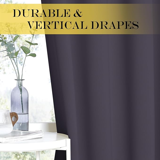 NICETOWN Blackout Patio Curtains 100 x 144 Inches Long for Sliding Door Extral Wide Blackout Curtain Panels Thermal Insulated Room Divider - Grommet Top, 100" W x 144" L, 1 Panel, Greyish Purple