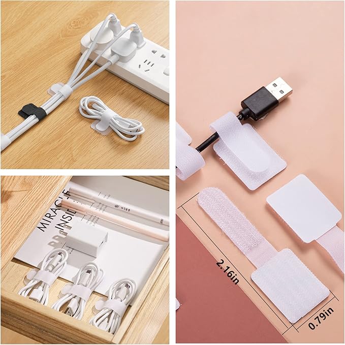 ELII 328Pcs Cable Management Kit, 8 Magnetic Cable Clips,69Adhesive Cable Holder,4 Cable Sleeve Split,22Reusable Cable Strap,200 Nylon Cable Zip Ties with 25 Mounts TV Home(White)