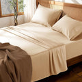 LBRO2M 100% Cotton Sheets Set Deep Pocket 19", 1000 Thread Count King Size 4 Piece Bed Sheet Sets Soft Comfortable Bedding All Season (King, Cream)