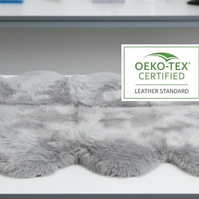 Silver Gray Sheepskin Rug for Bedside - 4x6 Sheep Skin Living Room Rugs - Soft & Fluffy Textured Natural Fur Bedroom Rug