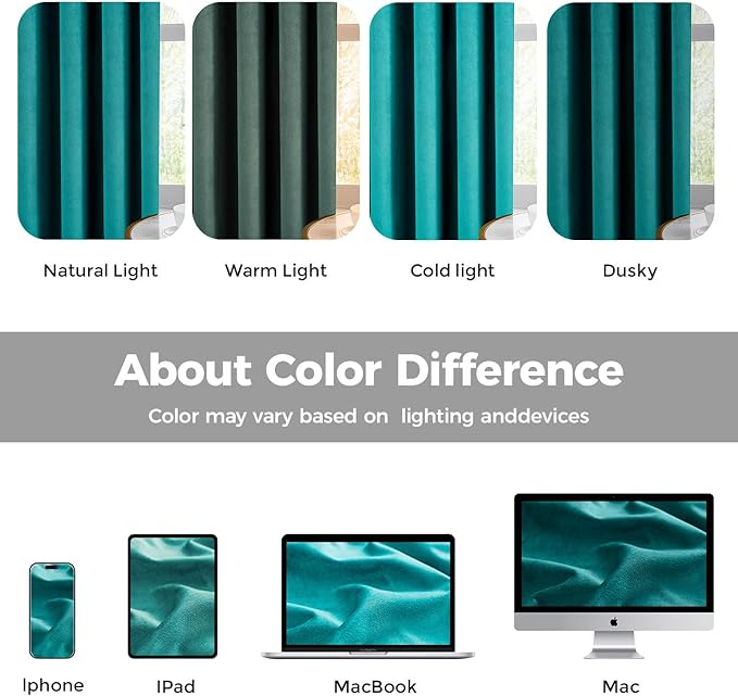 Pinch Pleated 100% Blackout Curtains for Bedroom, Teal Velvet Curtains for Living Room, Black Out Curtain 102 inch Long Room Darkening, Blackout Pinch Pleat Drapes with Hooks 2 Panels
