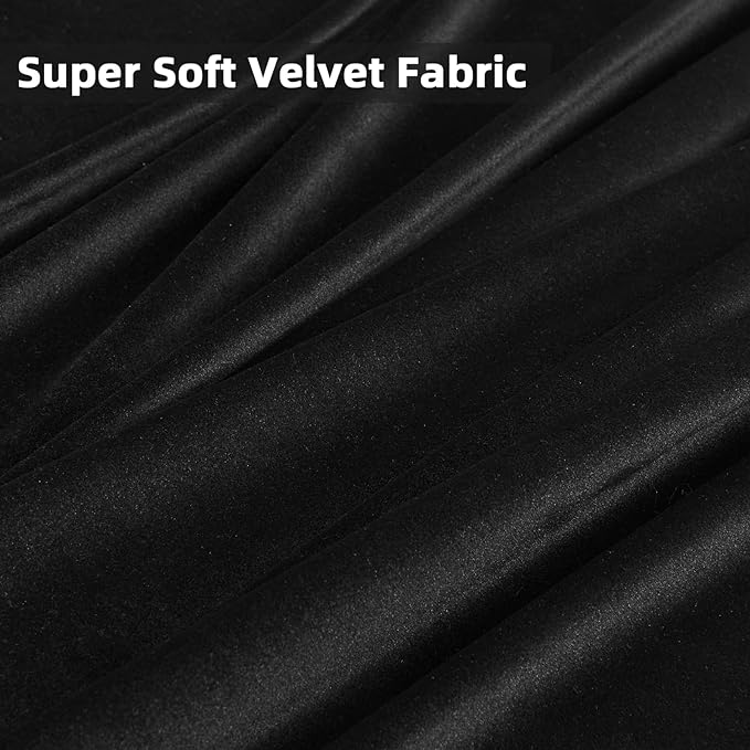 Joydeco Black Velvet Curtains 96 inch Length 2 Panels, Luxury Blackout Rod Pocket Thermal Insulated Window Curtains, Super Soft Room Darkening Drapes for Living Dining Room Bedroom,W52 x L96 inches
