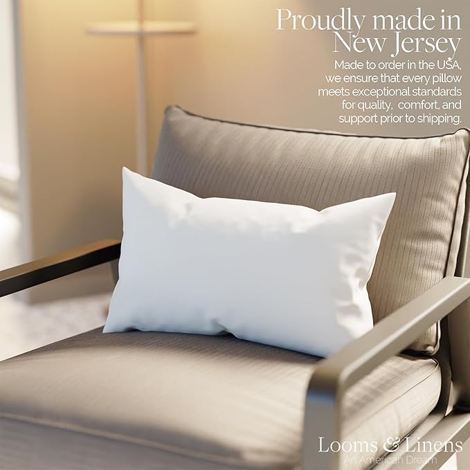 12x16 inch Pillow Insert by Looms and Linens with Down Alternative Pillow Form - Pack of 1 America Made Pillows