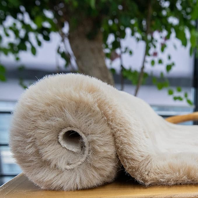 Light Brown Beige Plush Faux Rabbit Shaggy Fur Area Rugs for Living Room Washable Fuzzy Rug Runner Small 2x4 Nursery Rug