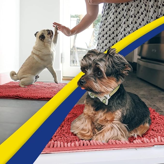 Muddy Mat® | Super Absorbent Door Mat Indoor, Microfiber Quick Dry Chenille Entryway Rug, Non-Slip Front Door Mat, Indoor Mats for Entryway, Machine Washable Pet Rug, Red 36"x60"