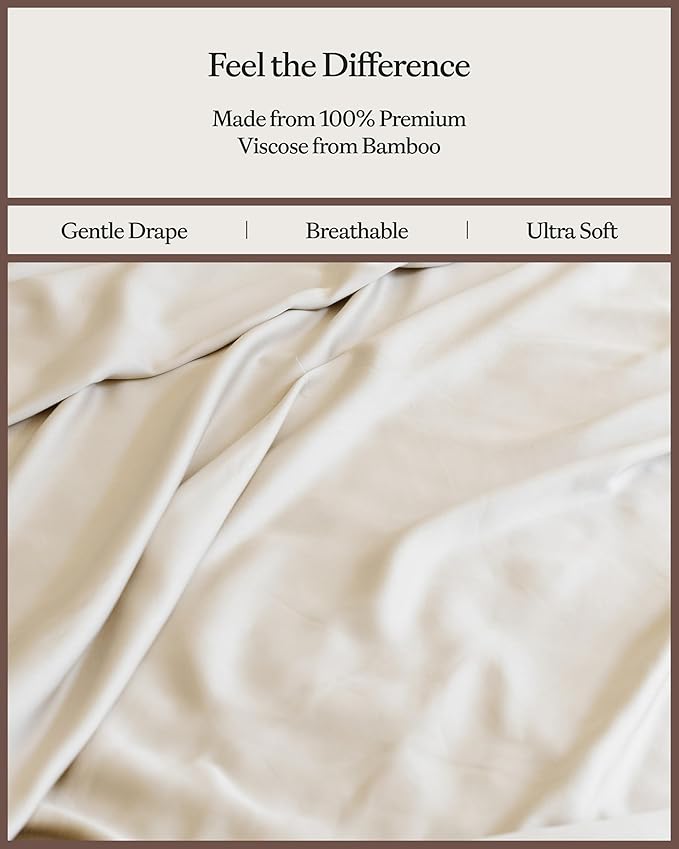 Cozy Earth Luxury Bed Sheet Set - 100% Viscose from Bamboo Fabric, Ultra-Soft & Breathable, Fits Regular & Deep Pocket Mattresses up to 20" - 4 Pieces Full Sheet Set Driftwood