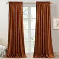 StangH Burnt Orange Curtains Fall - Super Soft Thick Velvet Blackout Window Treatments Thermal Insulated Energy Saving Sliding Door Panels for Living Dining Room/Doorway, W52 x L90, 2 Panels