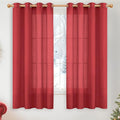 YoungsTex Red Linen Curtains 63 Inch Length for Living Room, Light Filtering Window Drapes with Grommet Semi Sheer Privacy Christmas Decor for Dining Bedroom, 2 Panels, 52 X 63 Inch