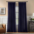 Pinch Pleated 100% Blackout Curtains for Bedroom, Navy Blue Velvet Curtains for Living Room, Black Out Curtain 86 inch Long Room Darkening, Blackout Pinch Pleat Drapes with Hooks 2 Panels