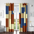 Terracotta Blue 100% Blackout Curtains for Bedroom 63 inch Long 2 Panels Set Modern Abstract Geometric Black Out Curtains Insulated Room Darkening Window Drapes for Living Room, 52Wx63L