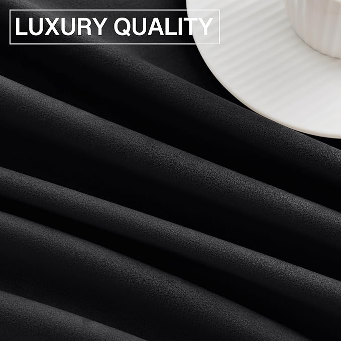 StangH Wide Velvet Curtains for Sliding Door 90 inches Long Blackout Black Thermal Insulated Window Drapes Rod Pocket Light Blocking Covering for Living Room, W62 x L90, 2 Panels