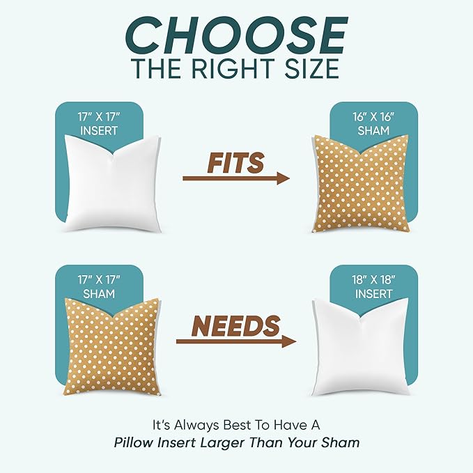 Pillowflex Synthetic Down Pillow Insert - 17x17 Down Alternative, Ultra Soft Throw Pillow,Couch Sham, Bed Sleeping Accent Pillow - 1 Decorative Accent Form