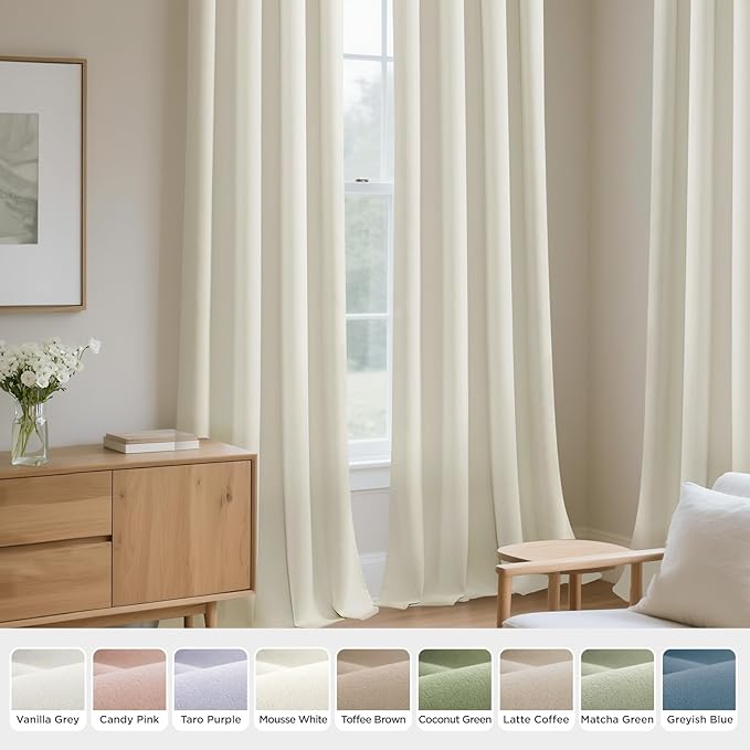 Joydeco White Velvet Curtains 96 Inches 2 Panels, Luxury Thermal Insulated Soft White Curtains for Bedroom & Living Room, Room Darkening Velvet Drapes, Rod Pocket (52W x 96L)