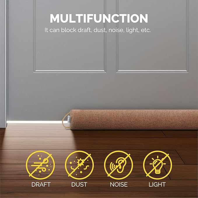 fowong Weighted Under Door Noise Stopper 40 Inch, Long Draft Stopper for Bottom of Door Soundproof Draft Guard, Brown