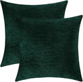Jeneoo Hunter Green Decorative Throw Pillow Covers Soft Chenille Comfy Square Couch Cushion Cases for Living Room Sofa Decor (Set of 2, 14 x 14 Inches)