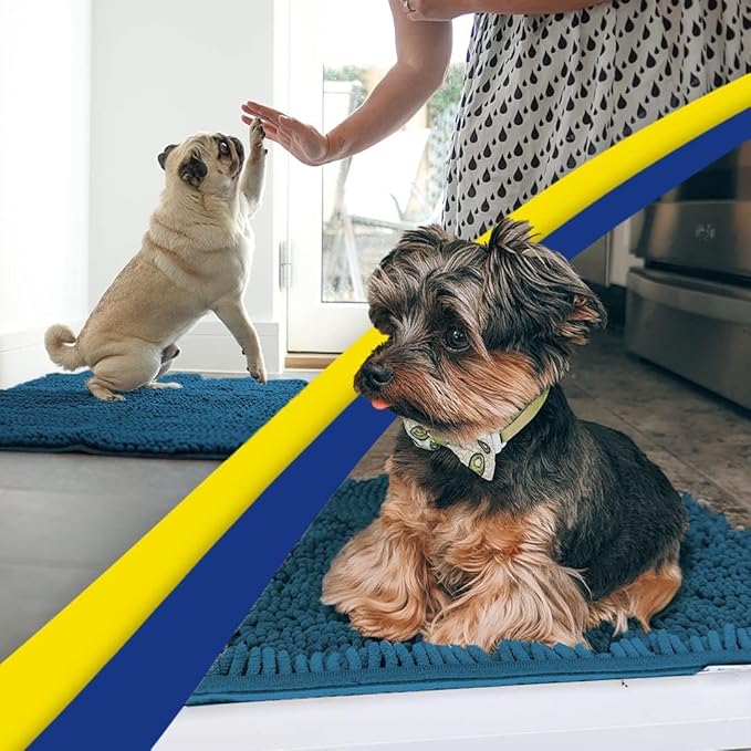 Muddy Mat® | Super Absorbent Door Mat Indoor, Microfiber Quick Dry Chenille Entryway Rug, Non-Slip Front Door Mat, Indoor Mats for Entryway, Machine Washable Pet Rug, Atlantic Blue XXL 60"X48"