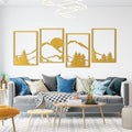 Art3d Black Metal Wall art, 4 Pieces Wall Decor for Living Room Bedroom Hallway Hotel, Natural Mountain Wall Art Style, Line Art Wall Décor