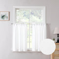 Tollpiz Linen Tier Curtain Rod Pocket Semi Sheer Half Kitchen Curtains Burlap Light Filtering Thick Linen Drape for Bathroom, 30 x 36 inches Long, White, Set of 2 Panels
