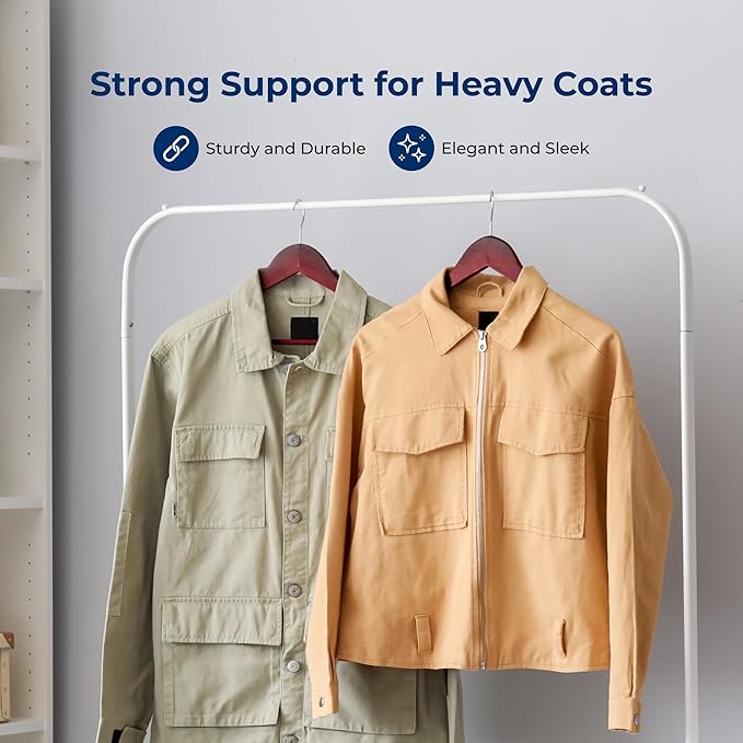 SereneLife 20-Pack Wooden Coat Hangers – Durable Suit Hangers with 360° Swivel Hook & Notches – Slim Design for Shirts, Jackets, Dresses, and More