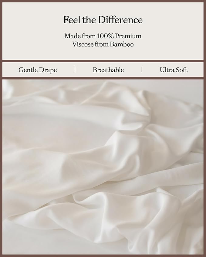Cozy Earth Luxury Bed Sheet Set - 100% Viscose from Bamboo Fabric, Ultra-Soft & Breathable, Fits Regular & Deep Pocket Mattresses up to 20" - 4 Pieces Full Sheet Set White