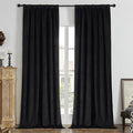 Joydeco Black 100% Blackout Curtains 108 Inch 2 Panels, Luxury Thermal Insulated Black Velvet Curtains for Bedroom Living Room, Soundproof Blackout Window Drapes, Rod Pocket & Back Tab (42W x 108L)